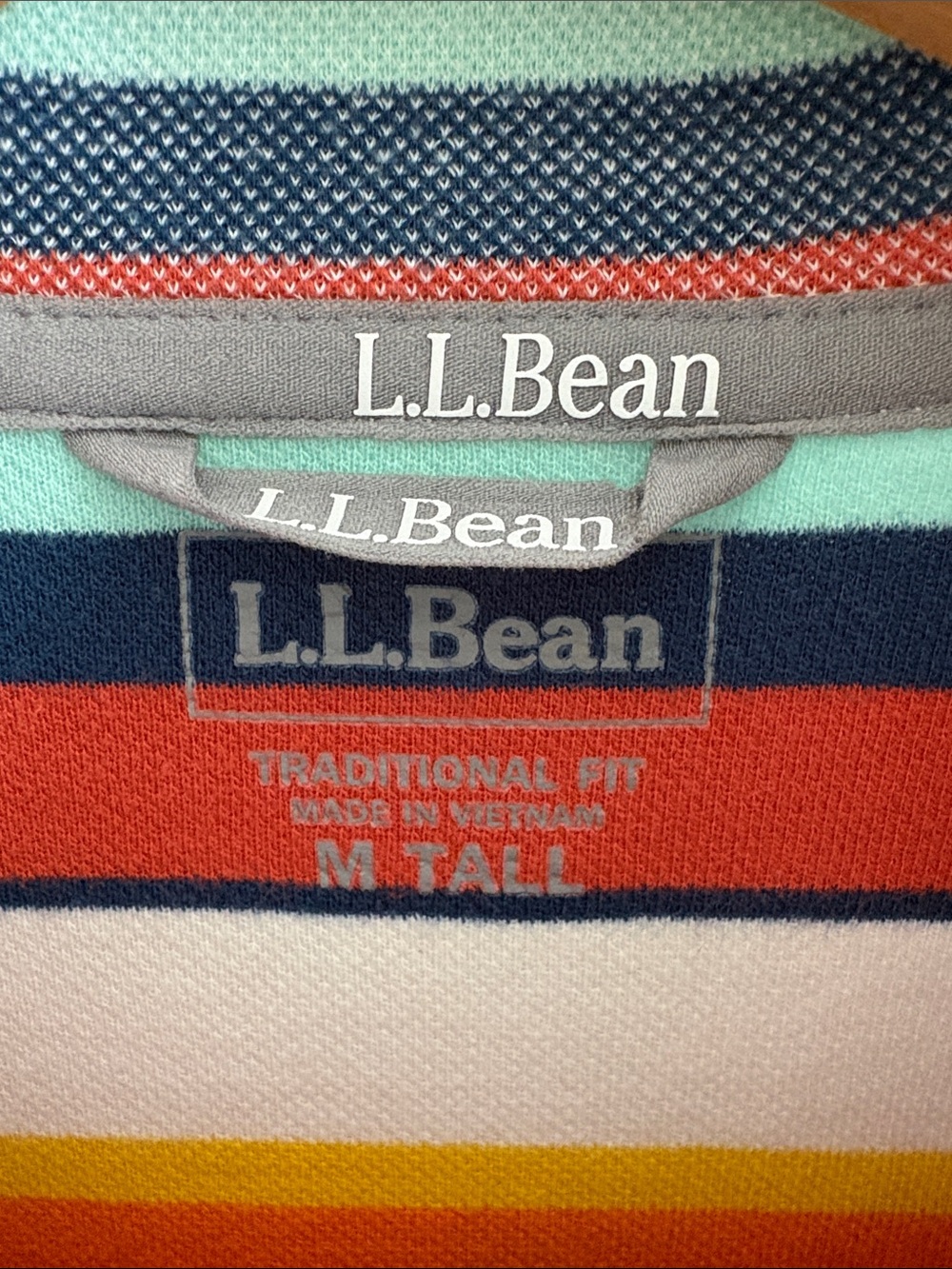 L.L. Bean Men's Striped Half-Zip Sweater - Cream, Orange, Yellow, Blue, Rust - Picture 3 of 4